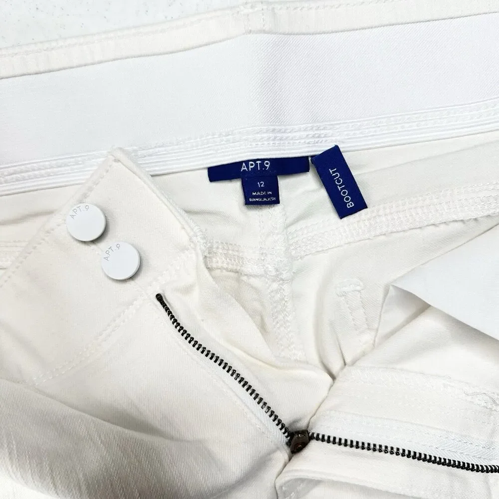 Apt 9 Jeans Womens 12 Bootcut Tummy Control White Stretch Denim Comfort Preppy